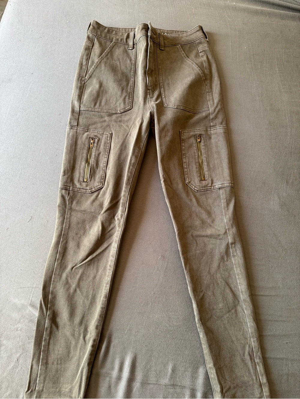 American Eagle Outfitters Women's Olive Brown Jeggings with Zip Pockets